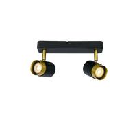 CGC Lighting 'Orio' Black & Brushed Gold Double Two Head GU10 Adjustable Ceiling Spot Light Bar CGC Lighting Black