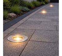 CGC Lighting Outdoor In Ground Light Decking Path Driveway Walk Drive Stainless Steel Silver Round Circle Floor Light Large
