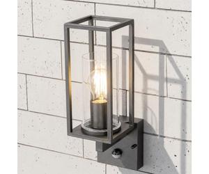 CGC Lighting Outdoor Outside Wall Light Black Modern, E27 Bulb, Mains Powered, Garden, Porch, Patio (Black PIR)