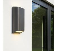 CGC Lighting Outdoor Outside Wall Light Rectangular Dark Grey Anthracite Up Down Garden LED Mains Power (Large)