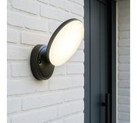 CGC Lighting Outdoor Outside Wall Light Slim Round Black LED, 10W 1000 Lumens 4000k Natural White LED (Black)