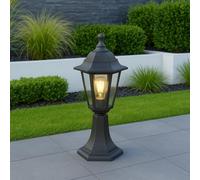 CGC Lighting Outdoor Post Bollard Pathway Black Short Pedestal Lantern Traditional Vintage Garden Lamp