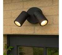 CGC Lighting Outdoor Wall Light Black Twin Spotlight Adjustable Waterproof Garden Patio Porch Two Spot Lamp Angle (Black)