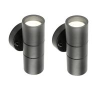 CGC Lighting Outdoor Wall Lights, Up and Down Mains Powered, Stainless Steel IP44 Waterproof, Exterior Wall Sconce for Outside Front Door, Patio, Porch, Garden, Garage, Home, 2 Pack (Black)