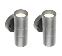 CGC Lighting Outdoor Wall Lights, Up and Down Mains Powered, Stainless Steel IP44 Waterproof, Exterior Wall Sconce for Outside Front Door, Patio, Porch, Garden, Garage, Home, 2 Pack (Grey)