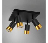 CGC Lighting 'Puzon' Black & Gold GU10 Adjustable Four Head GU10 Ceiling Spotlight Bar Light CGC Lighting Black
