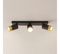 CGC Lighting 'Puzon' Black & Gold GU10 Adjustable Triple Three Head GU10 Ceiling Spotlight Bar Light CGC Lighting Black