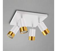 CGC Lighting 'Puzon' White & Gold GU10 Adjustable Four Head GU10 Ceiling Spotlight Bar Light CGC Lighting White