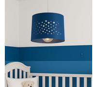 CGC Lighting Star Grey Navy Blue Light Pink Round Drum Stardust Childrens Lampshade Pattern Shade Light Shooting Stars Print Lamp Shade Easy Fit Kids Bedroom Playroom Toy Room Child Space (Navy Blue)