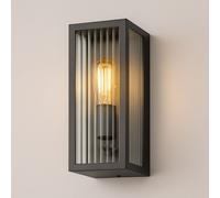 CGC Lighting 'Stella' Bevelled Glass Black E27 Outdoor Box Wall Light CGC Lighting Black