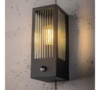CGC Lighting 'Stella' Bevelled Glass Black E27 Outdoor Box Wall Light with PIR Motion Sensor CGC Lighting Black