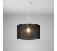 CGC Lighting Sylvie Silk Pleated Round Drum Lamp Shade in Black CGC Lighting Black