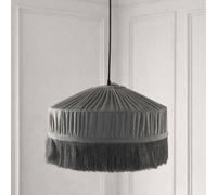 CGC Lighting Victoria Velvet Fringe Lampshade - Pleated Tassel Pendant Light Shade in Grey CGC Lighting Grey