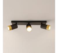 Cgc Puzon Black & Gold Gu10 Adjustable Triple Three Head Gu10 Ceiling Spotlight Bar Light