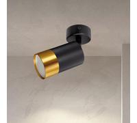 Cgc Puzon Black Gu10 Adjustable Surface Ceiling Downlight Flush Spot Light With Gold Bezel