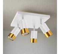 Cgc Puzon White & Gold Gu10 Adjustable Four Head Gu10 Ceiling Spotlight Bar Light
