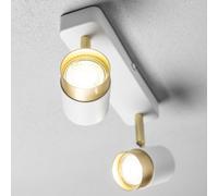 CGC White and Brushed Gold Two Head Adjustable Ceiling Spot Light Bar