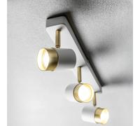CGC White & Brushed Gold Three Head Adjustable Ceiling Spot Light Bar