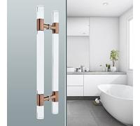 CGCSYZ Door Pull Shower Door Handle Push Pull for Interior Exterior, Acrylic Door Konb for Sliding Door/Glass Doors/Bathroom Door, Double-Sided Installation(Rose Gold-60cm/24inch)