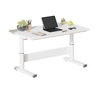 CGCSYZ Height Adjustable Desk with Crank, Ergonomic Home Office Computer Desk, Beige 80cm, Versatile Workstation for Gaming and Study, Modern Design for Comfortable Workspace (Bianco 80cm)