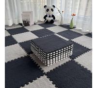 CGCSYZ Splice Interlocking Carpet 16 Plush Foam Square Floor Mats, Square Interlocking Puzzle Foam Floor Mats For Home Floor Decoration foam carpet (Gray+black)