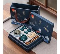 CGCSYZ Tea Sets Kung Fu Tea Set Gift Boxed Tea Set for Friends Chinese Tea Ceremony Ceramic Tea Set One Pot Four Cups with Tea Cans Car Portable Travel Tea Set Teapot (J)