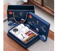 CGCSYZ Tea Sets Kung Fu Tea Set Gift Boxed Tea Set for Friends Chinese Tea Ceremony Ceramic Tea Set One Pot Four Cups with Tea Cans Car Portable Travel Tea Set Teapot (T)