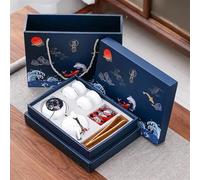 CGCSYZ Tea Sets Kung Fu Tea Set Gift Boxed Tea Set for Friends Chinese Tea Ceremony Ceramic Tea Set One Pot Four Cups with Tea Cans Car Portable Travel Tea Set Teapot (O)