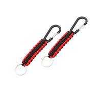 CGEAMDY 2 PCS Paracord Keychain, Paracord Key Chain Key Lanyard, Paracord Keyring with Hook Carabiner Clips, Keyring Braided Kit Outdoor Camping Hiking, Lanyard Keyring(Black and Red)