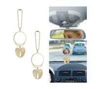 CGEAMDY 2 Piece Car Hanging Ornament Accessories, Automotive Rearview Mirror Pendant, Personality Angel Wings Vehicle Charm Hanging, Automotive Rearview Mirror Ornament Universal(Gold)