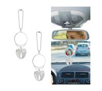 CGEAMDY 2 Piece Car Hanging Ornament Accessories, Automotive Rearview Mirror Pendant, Personality Angel Wings Vehicle Charm Hanging, Automotive Rearview Mirror Ornament Gift(Silver)