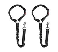 CGEAMDY 2 Pieces Dog Car Safety Seat Belt, Adjustable Dog Car Safety Belt with Universal Plug & Locking Bar, Dog Car Seat Belt Lead Restraint Harness Seatbelt Attachment Clip For Pet(Black)