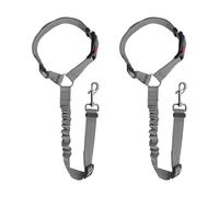 CGEAMDY 2 Pieces Dog Car Safety Seat Belt, Adjustable Dog Car Safety Belt with Universal Plug & Locking Bar, Dog Car Seat Belt Lead Restraint Harness Seatbelt Attachment Clip For Pet(Grey)