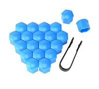 CGEAMDY 20PCs Wheel Bolt Lug Nut Cover, 17mm Vinyl Lug Bolt Cover, Hexagonal Wheel Nut Dust Cap With Remover Tool, Auto Hub Screw Exterior Protection, Universal Car Replacement Accessories (Blue)