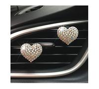 CGEAMDY 2Pcs Car Air Vent Clip Charms, Crystal Heart Car Air Fresheners Vent Clips, Rhinestone Oil Diffuser Air Conditioning Outlet Clip, Bling Car Interior Decoration Accessories for Girls (White)