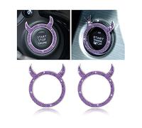CGEAMDY 2Pcs Car Engine Starter Stopper Decorative Ring, Diamond Set Imp Car Interior Decorative Ring, Car Starter Button Shiny Rhinestone Ring, Ladies Exquisite Fashion Car Accessories(Purple)