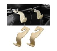 CGEAMDY 2PCS Superior Leather Car Seat Back Headrest Hooks, Durable Auto Seat Hook Hangers Interior Accessories, Car Interior Hook for Purse Bag Coats Umbrellas Grocery Bags Handbag (Beige)