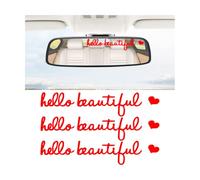 CGEAMDY 3 Pieces Car Waterproof Sticker Decal, Hello Beautiful Text Sticker Decal for Vehicle, Personalised Car Stickers for Women, Car Self Affirmations Lettering Decal Sticker(Reflective Red)