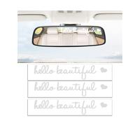 CGEAMDY 3 Pieces Car Waterproof Sticker Decal, Hello Beautiful Text Sticker Decal for Vehicle, Personalised Car Stickers for Women, Car Self Affirmations Lettering Decal Sticker(Reflective White)