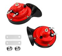CGEAMDY 300DB Super Loud Train Horns, 2PCS 12V Waterproof Air Horns Replacement Kit, Car Air Electric Snail Double Horn, Universal Auto Accessories for Car, Motorcycle, Truck, Bike, Boat(Red)