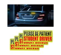 CGEAMDY 3PCS Student Driver Magnet for Car, Please Be Patient Student Driver Magnet, New Drivers StickerSafety Warning, Multifunctional Magnetic Reflective Rookie Driver Bumper Sticke(Red)