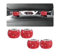 CGEAMDY 4 Cars Headrest Collars, Bling Head Rest Collars Rings Decor, Rhinestone Car Head Rest Collars, Diamond Interior Car Seat Accessory, Crystal Decoration Charms for SUV Truck(Red)