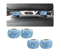 CGEAMDY 4 Cars Headrest Collars, Bling Head Rest Collars Rings Decor, Rhinestone Car Head Rest Collars, Diamond Interior Car Seat Accessory, Crystal Decoration Charms for SUV Truck(Lake-Blue)