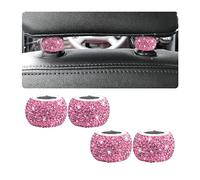 CGEAMDY 4 Cars Headrest Collars, Bling Head Rest Collars Rings Decor, Rhinestone Car Head Rest Collars, Diamond Interior Car Seat Accessory, Crystal Decoration Charms for SUV Truck(Pink)