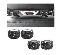 CGEAMDY 4 Cars Headrest Collars, Bling Head Rest Collars Rings Decor, Rhinestone Car Head Rest Collars, Diamond Interior Car Seat Accessory, Crystal Decoration Charms for SUV Truck(Black)