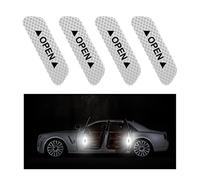 CGEAMDY 4 PCS Car Door Open Warning Reflective Stickers, Night Visibility Auto Safety Prompt Decals, Anti-Collision Protective Strip, Car Accessories Universal for Car, Truck, SUV, Van(Silver)