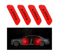 CGEAMDY 4 PCS Car Door Open Warning Reflective Stickers, Night Visibility Auto Safety Prompt Decals, Anti-Collision Protective Strip, Car Accessories Universal for Car, Truck, SUV, Van(Red)