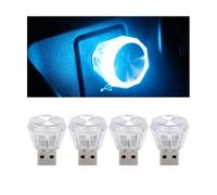 CGEAMDY 4 Pieces USB LED Angel Eye Crystal Ambient Light, Modification Car Atmosphere Light, LED Colorful Car Interior Ambient Atmosphere Lights, Car Universal Decoration Accessories(Ice Blue)