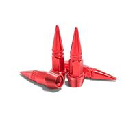 CGEAMDY 4PCS 60mm Spiked Aluminum Stem Valve Caps, Auto Universal Inflate Tire Valve Covers, Dustproof Metal Tire Wheel Stem Caps for Cars, SUVs, Trucks Bicycles and Motorcycles (Red)