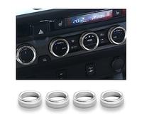 CGEAMDY 4PCS Air Conditioner Headlight Switch Knob Trim, Aluminum Alloy Control Button Decoration Cover, Auto Interior CD Switch Decor, Car Accessories Universal for Tacoma and More(Silver)